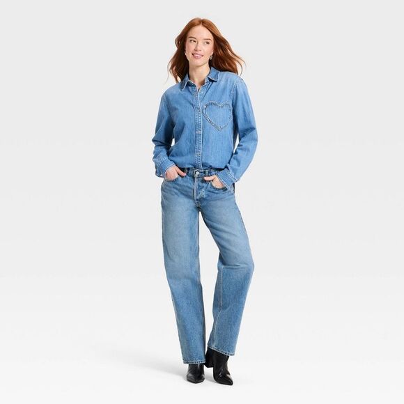 Universal Thread Blue Straight Leg Jeans - Picture 3 of 3